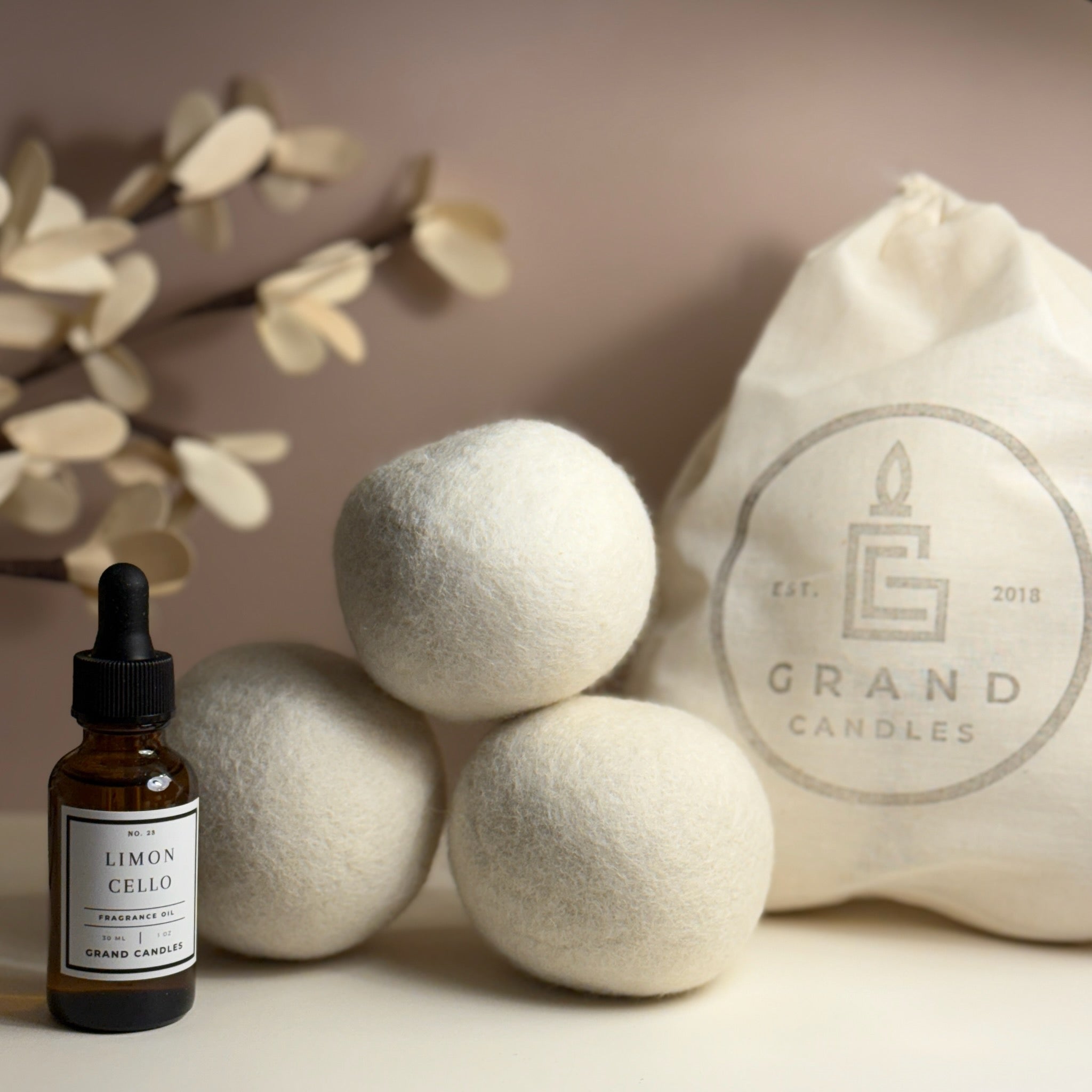 3 Pack of Wool Dryer Balls & Fragrance Oil
