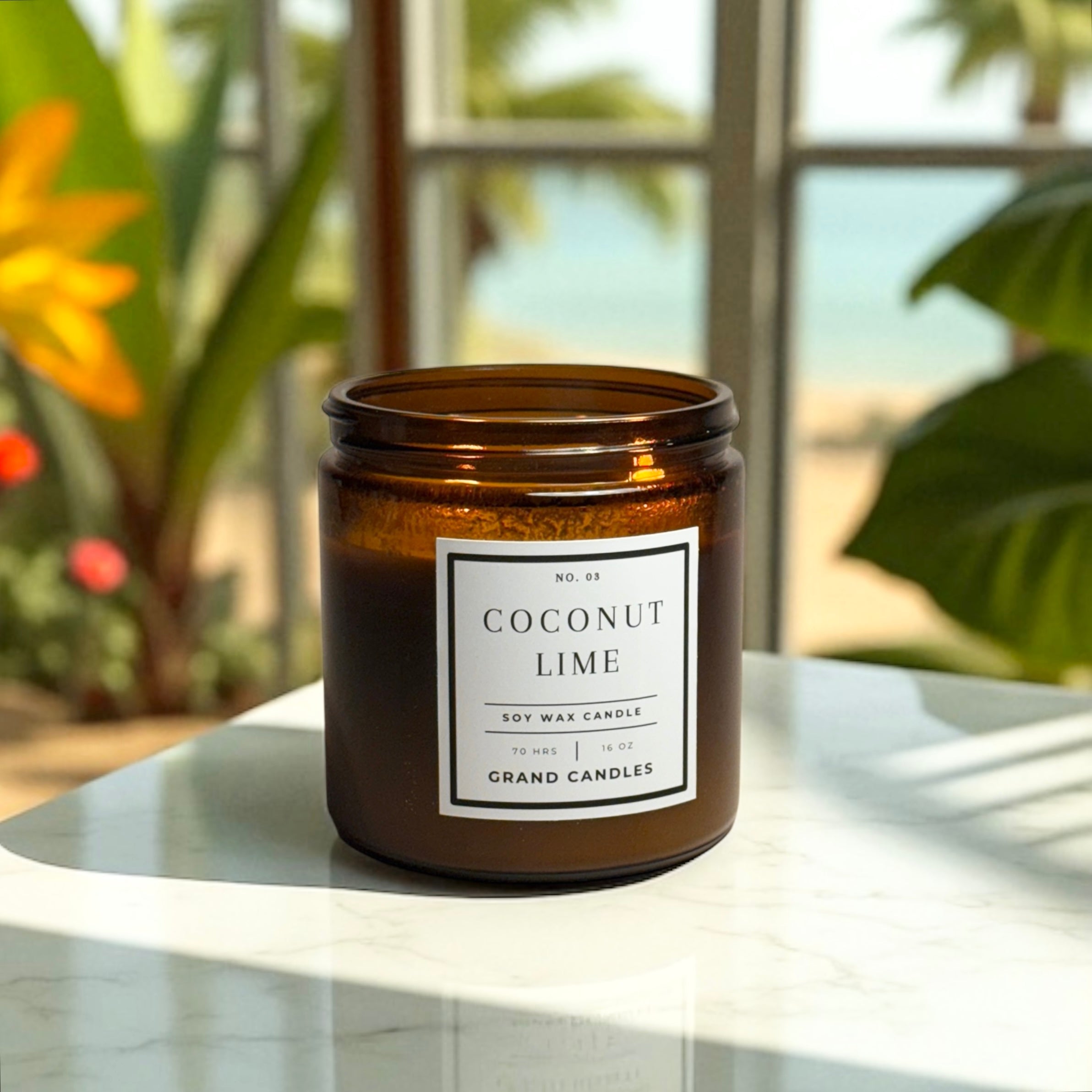Coconut + Lime Bath Bomb - Grand Candles (temporary candle photo, dedicated photography pending)