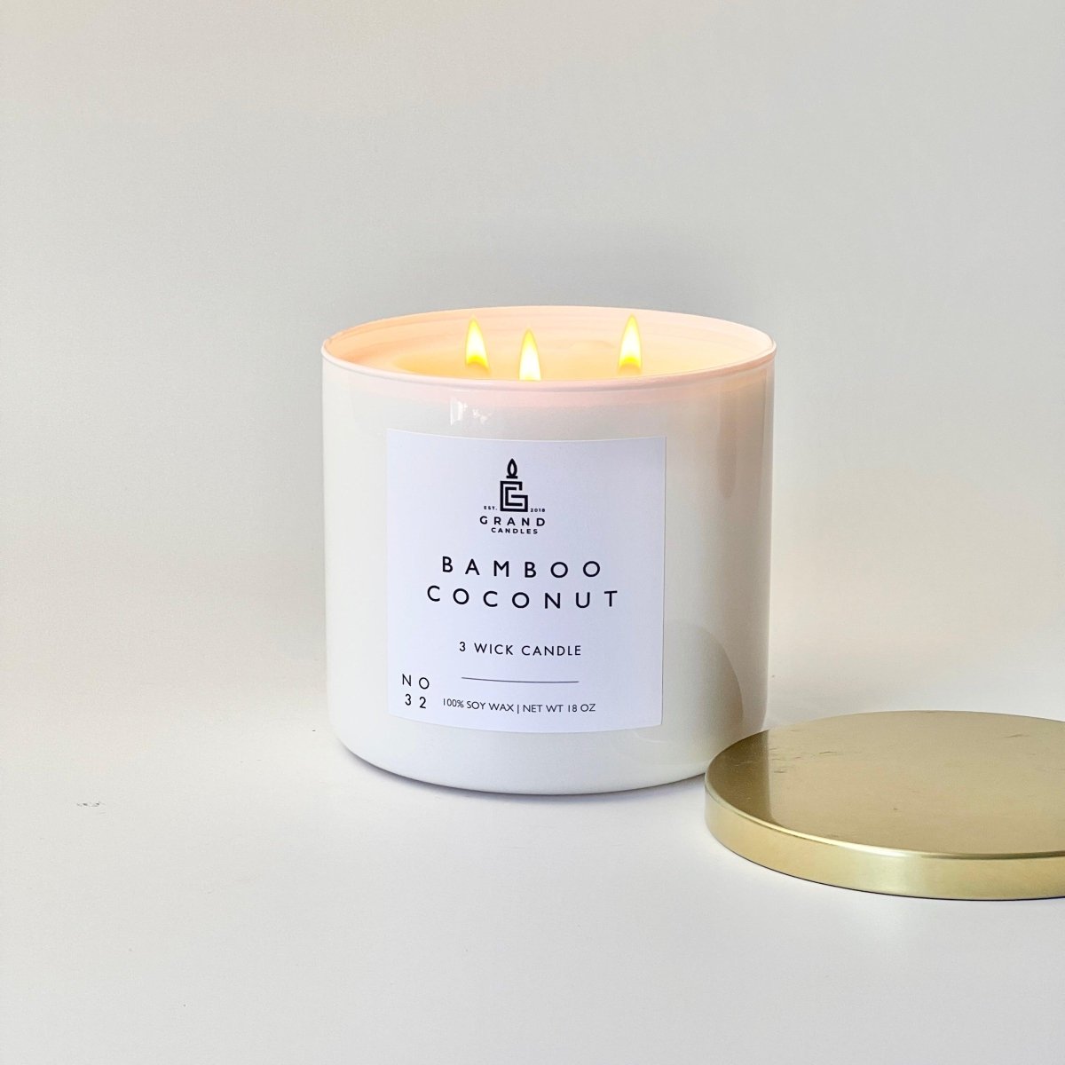 Bamboo Coconut Soy Candle - BAMBOO - 18 - WHT Grand Candles