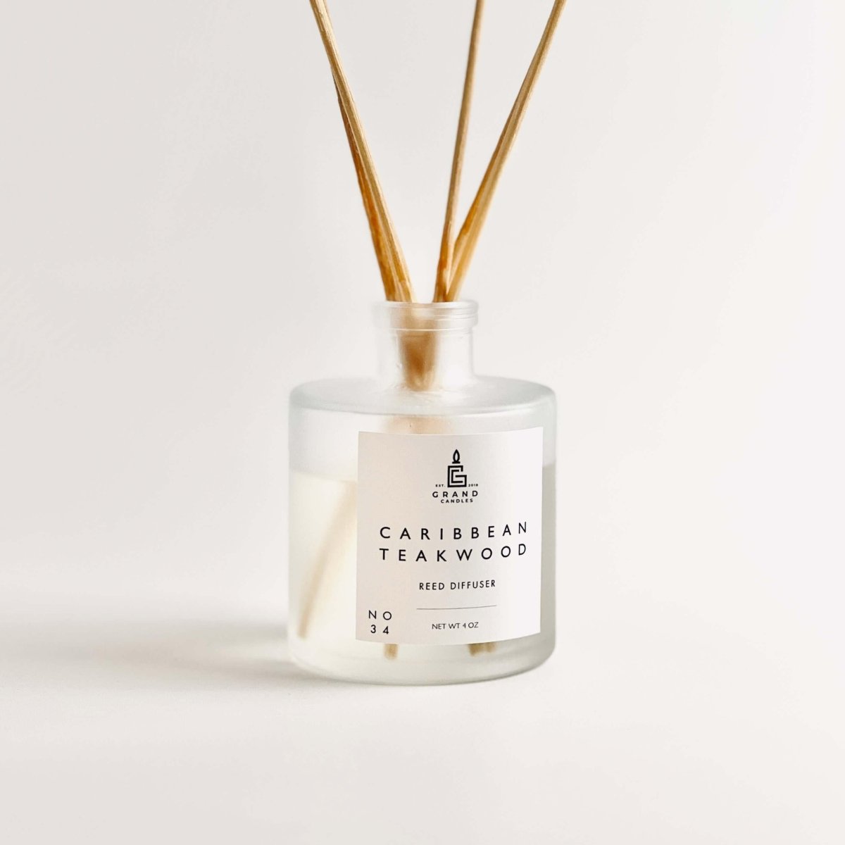 Caribbean Teakwood Reed Diffuser Frosted 4 oz