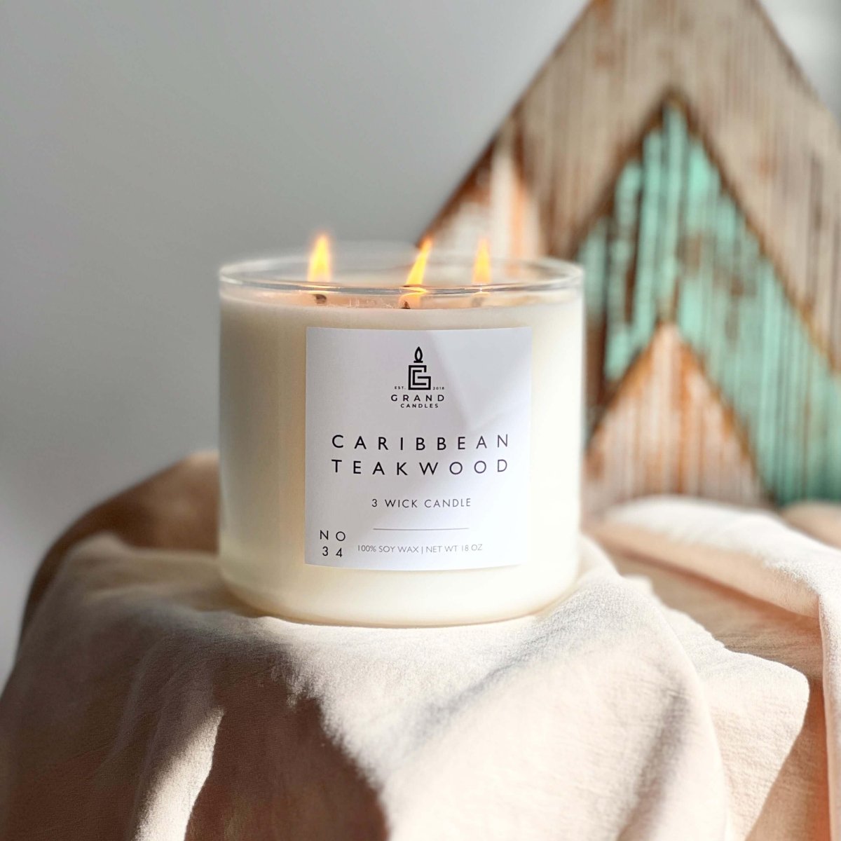 Caribbean Teakwood Soy Candle - CARIBBEAN - 18 - CLR Grand Candles