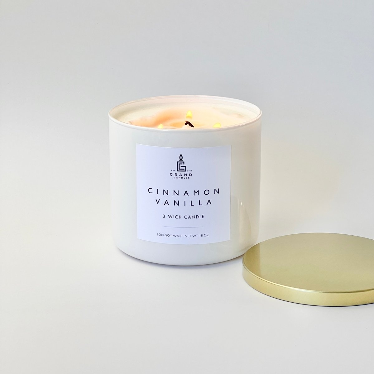 Cinnamon Vanilla Candle - CINNAMON - 18 - WHT Grand Candles