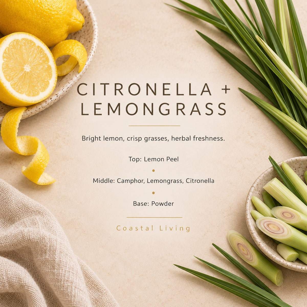 Citronella + Lemongrass fragrance artwork — Grand Candles