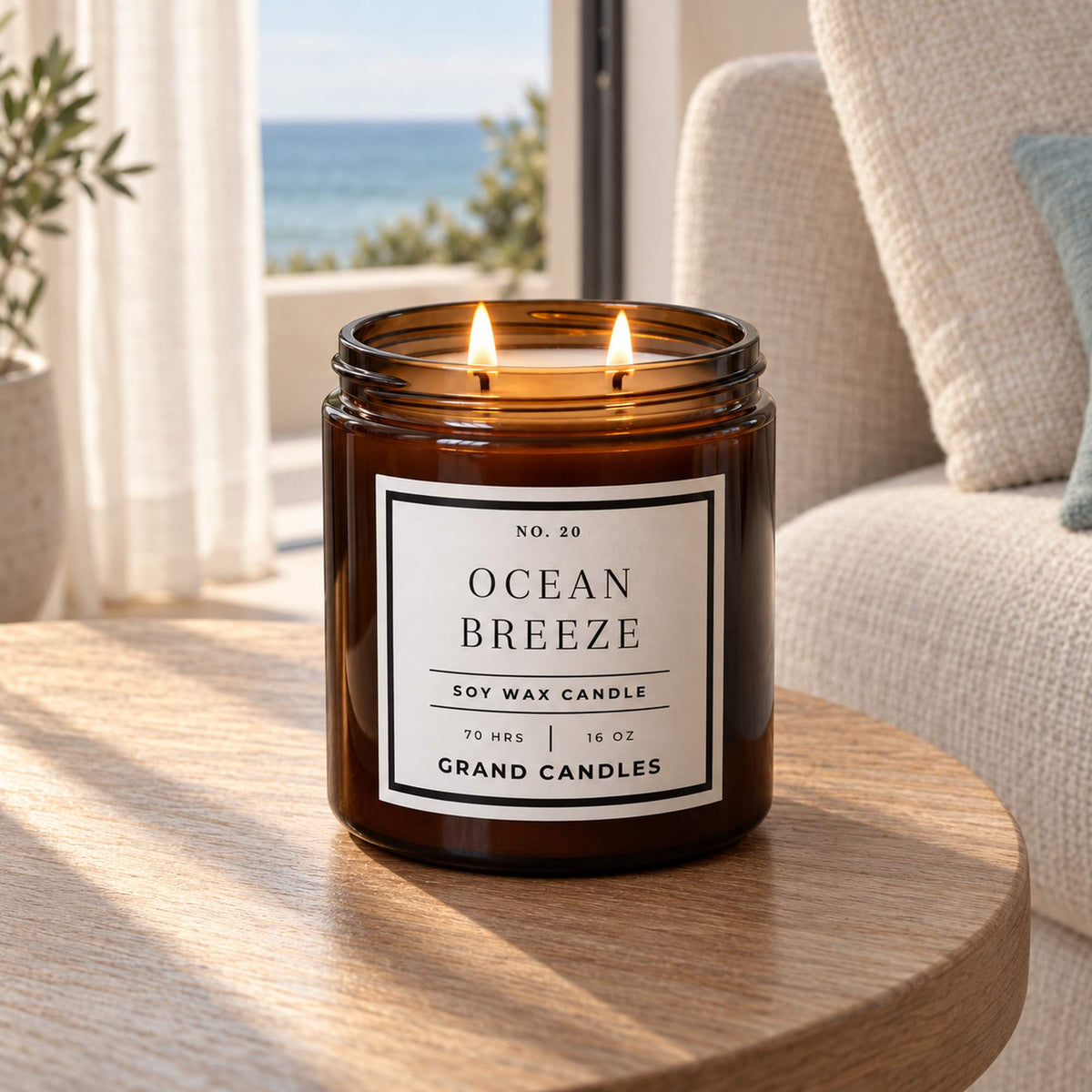 Coastal Living home fragrance styled with sunlit, beach-inspired details