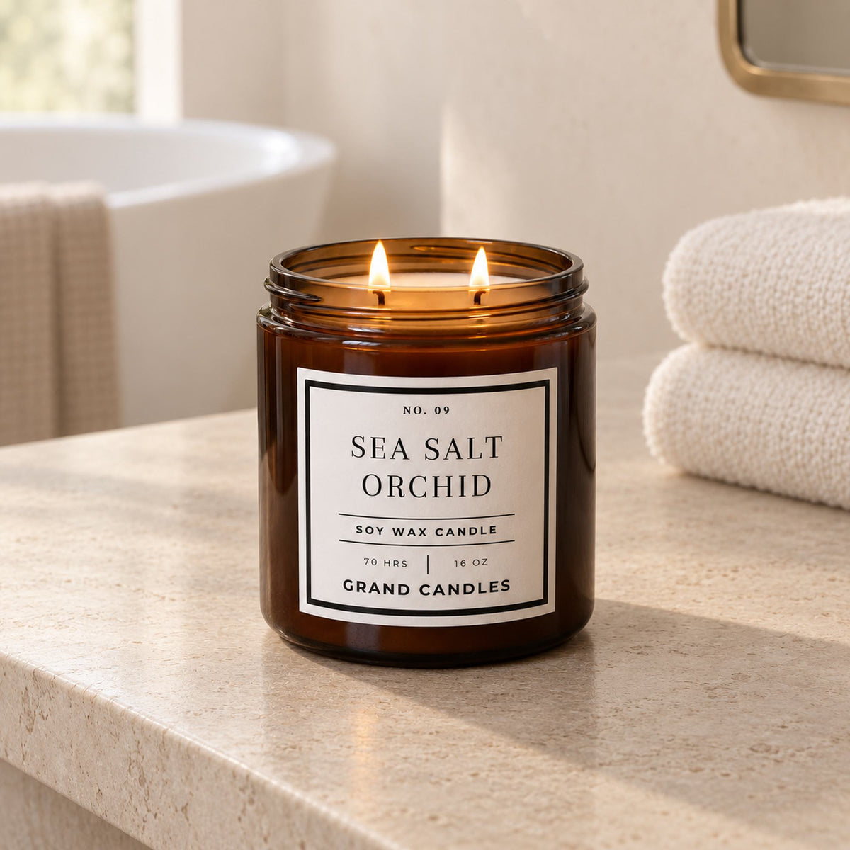 Soft Neutrals Lavender Cedar candle by Grand Candles
