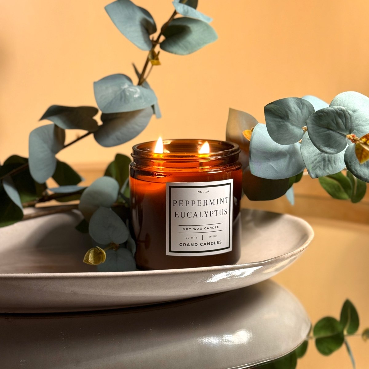 Peppermint Eucalyptus Candle - EUCALYPTUS - 10 - BLK Grand Candles