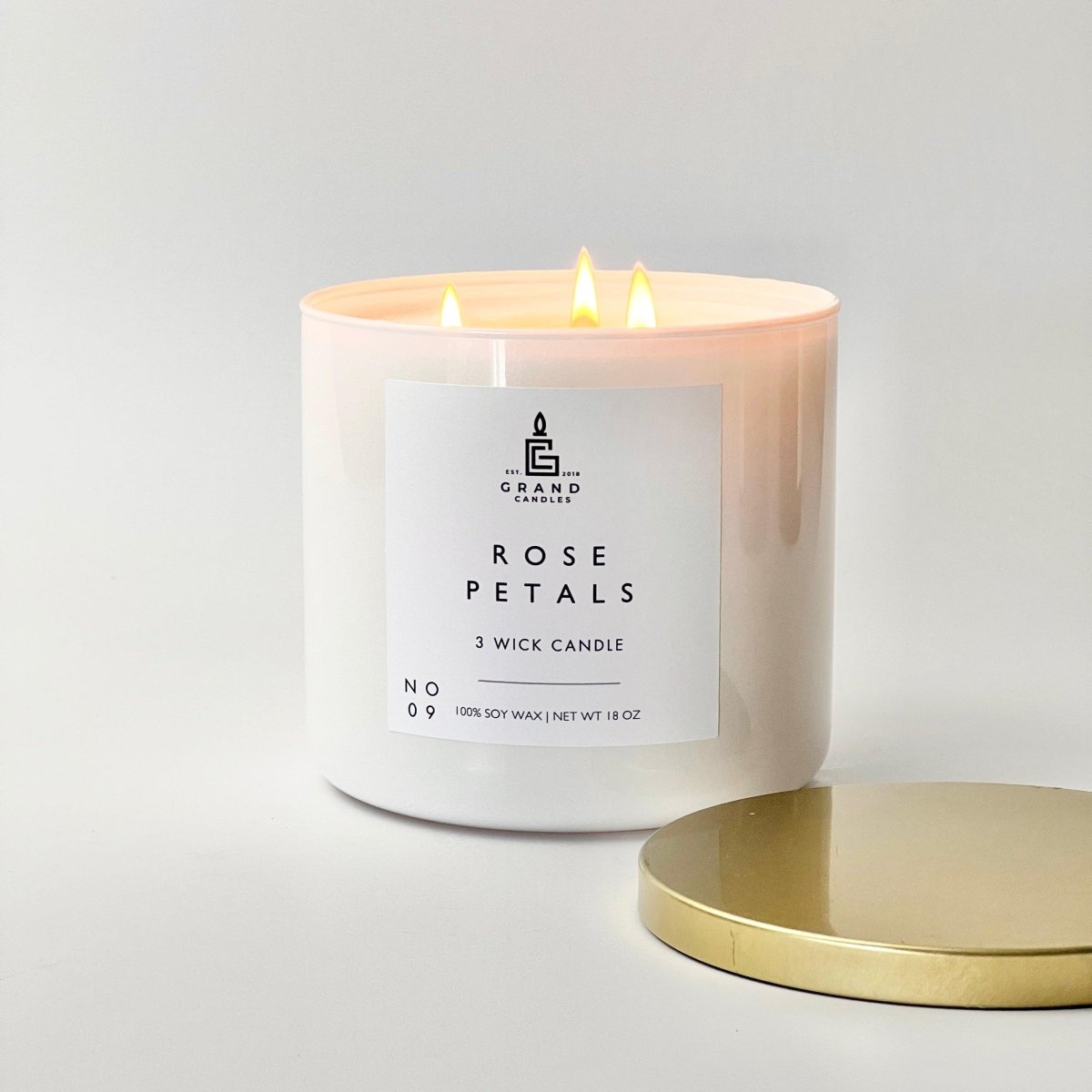Rose Petals Candle - ROSE - 18 - WHT Grand Candles