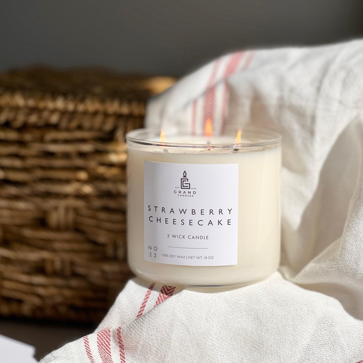 Strawberry Cheesecake Candle - STRAWBERRY - 18 - CLR Grand Candles