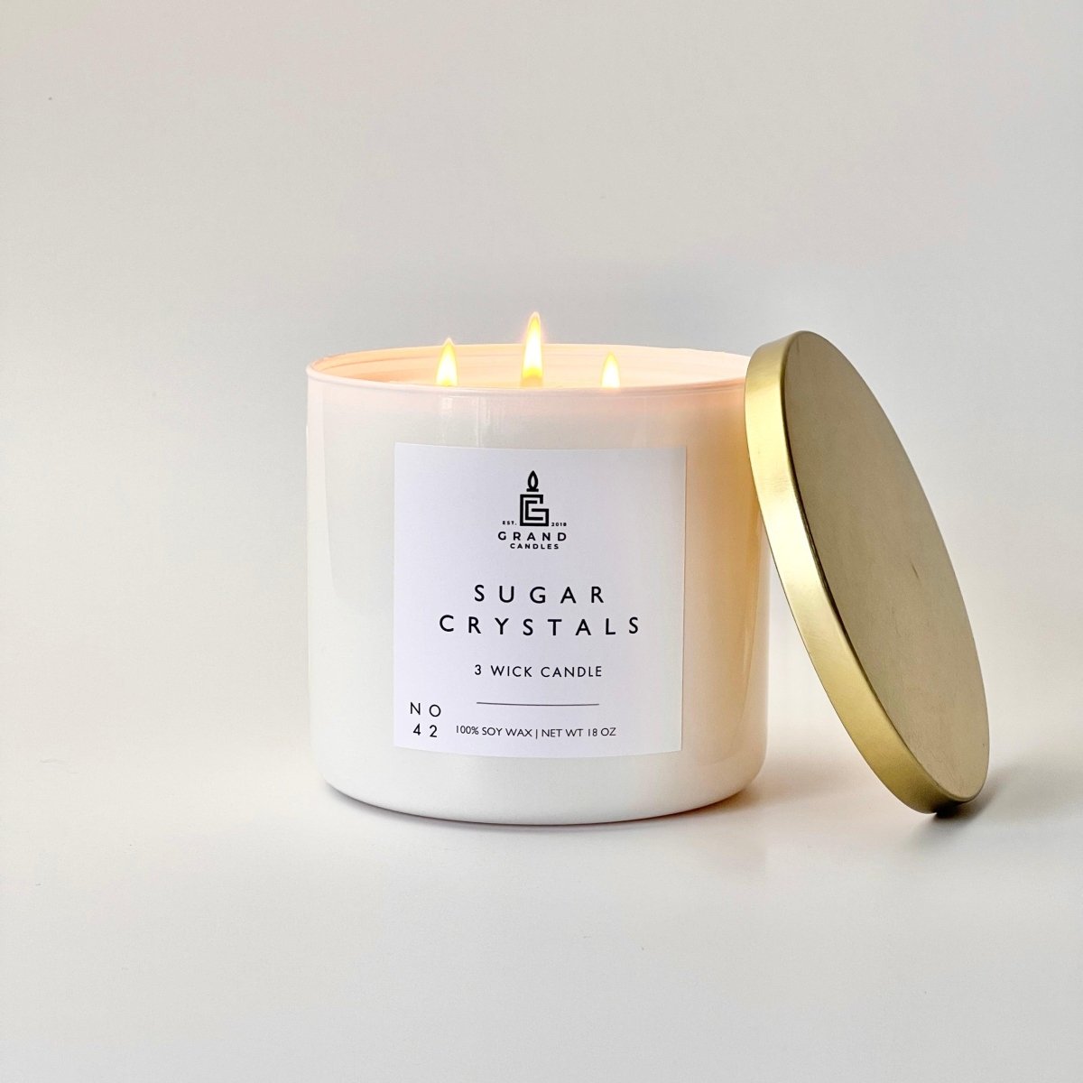 Sugar Crystals Candle - SUGAR - 18 - WHT Grand Candles