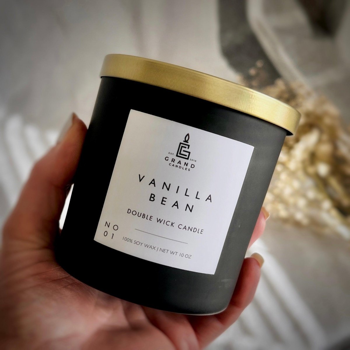 Vanilla Bean Soy Candle - VANILLA - 10 - BLK Grand Candles