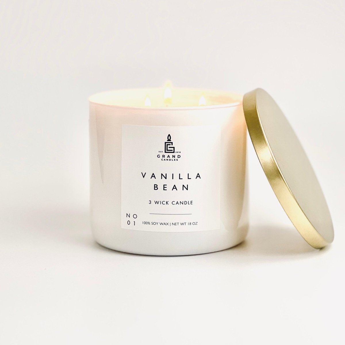 Vanilla Bean Soy Candle - VANILLA - 18 - WHT Grand Candles