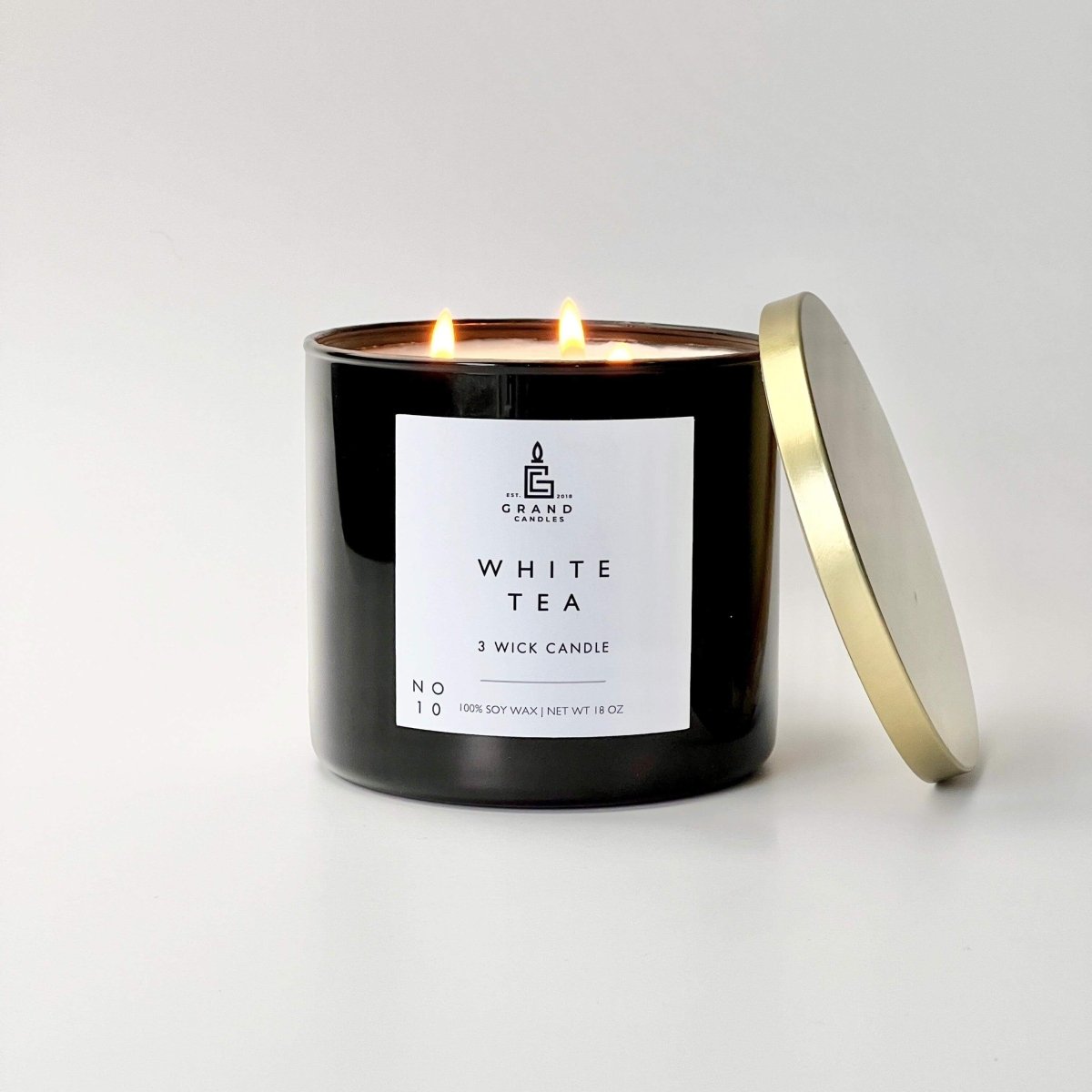 White Tea Candle - TEA - 18 - BLK Grand Candles
