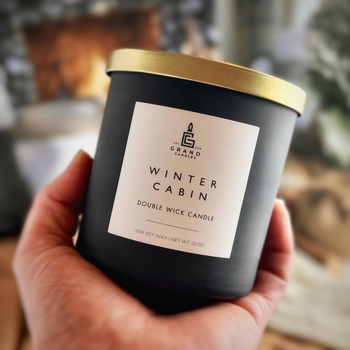 Winter Cabin Candle - CABIN - 10 - BLK Grand Candles