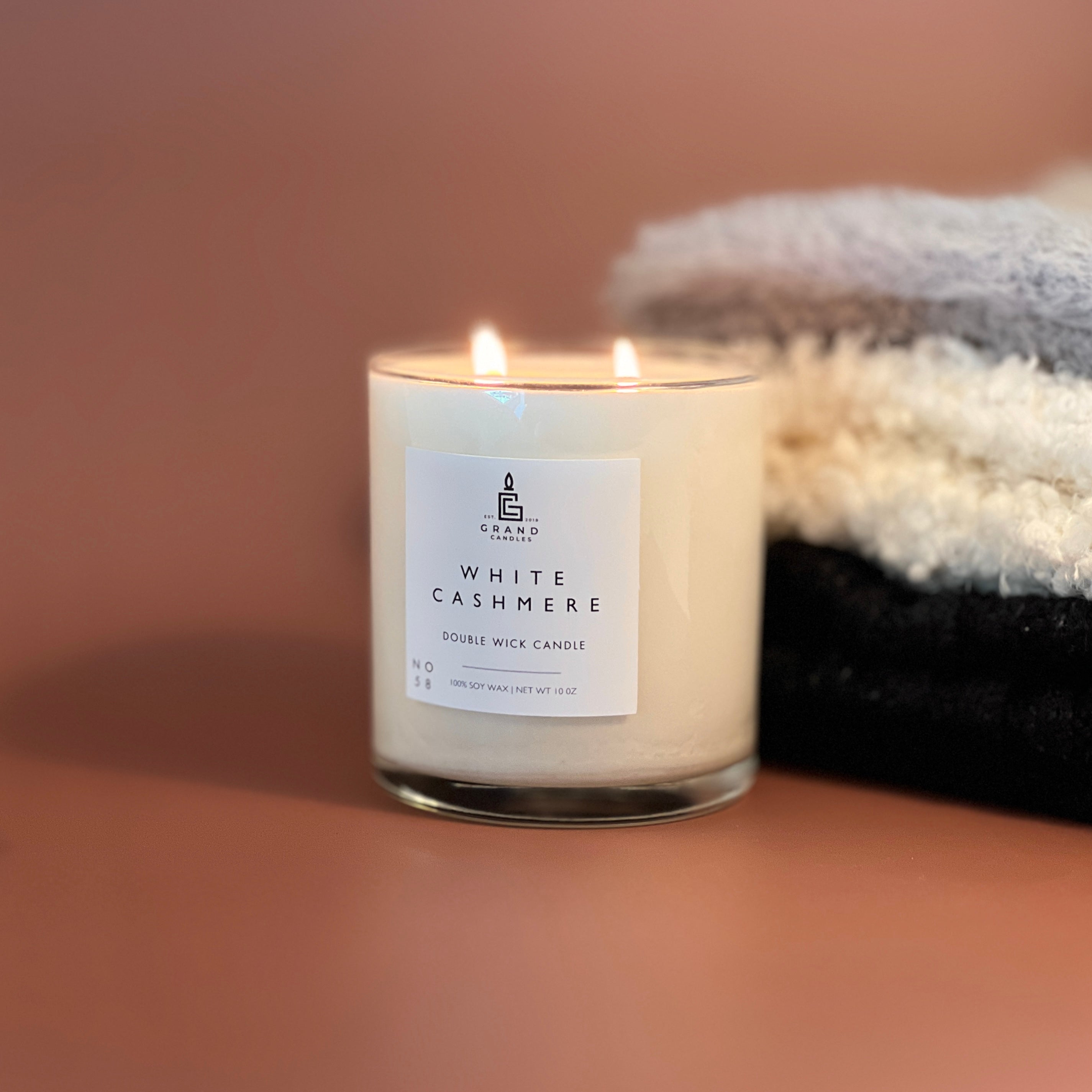 10 oz Clear White Cashmere Soy Candle 