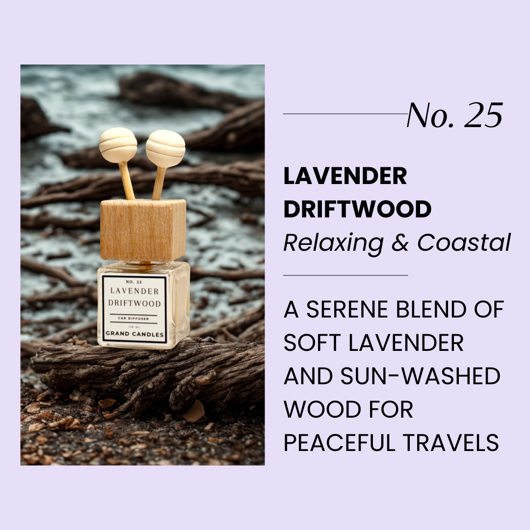 Lavender Driftwood Car Diffuser – Clean Coastal Car Scent - Grand Candles