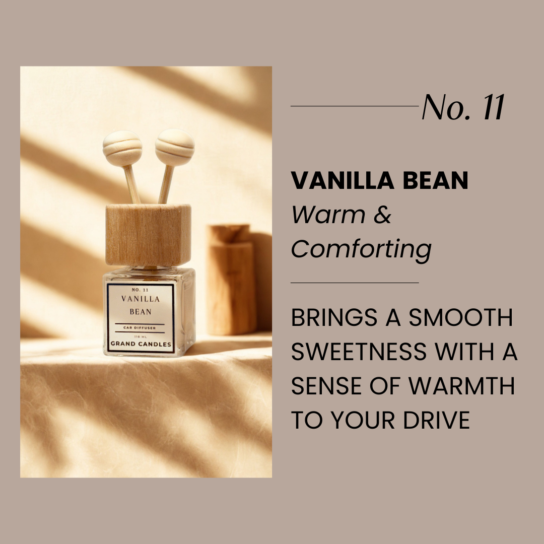 Vanilla Bean Car Diffuser – Sweet Car Air Freshener - Grand Candles
