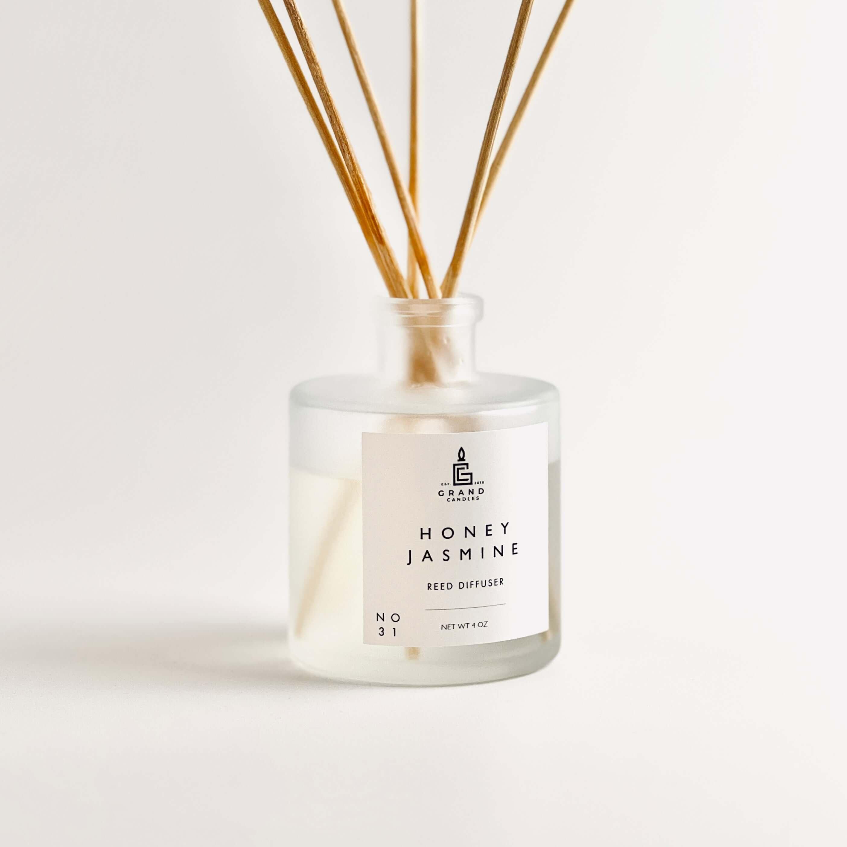 Honey Jasmine Reed Diffuser  - Grand Candles LLC   