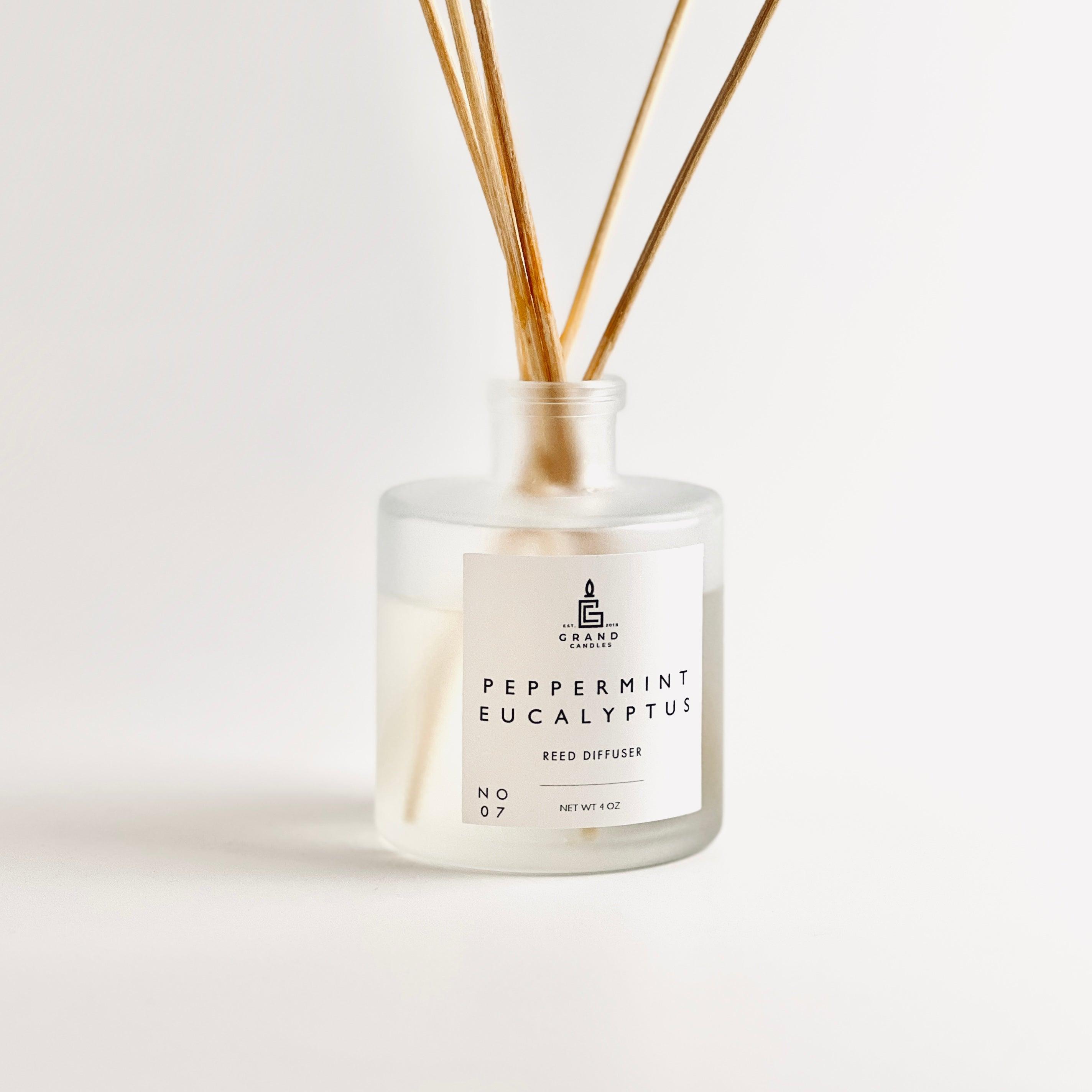 Peppermint Eucalyptus Reed Diffuser  - Grand Candles LLC   