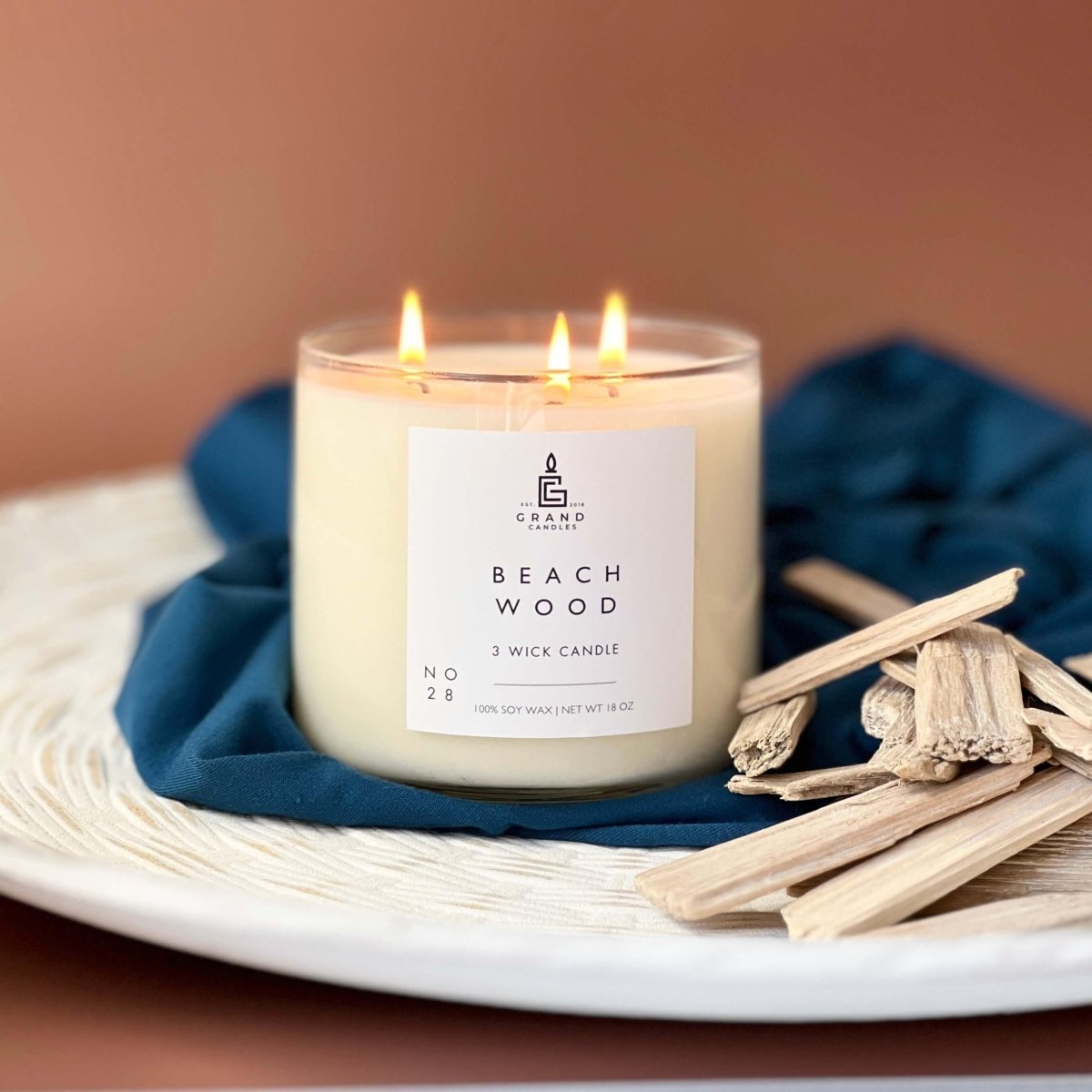 Beachwood + Sea Salt Bath Bomb - Grand Candles (temporary candle photo, dedicated photography pending)