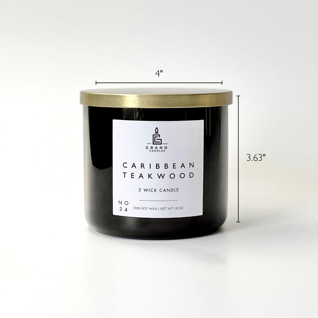 Caribbean Teakwood Soy Candle - CARIBBEAN - 18 - BLK Grand Candles