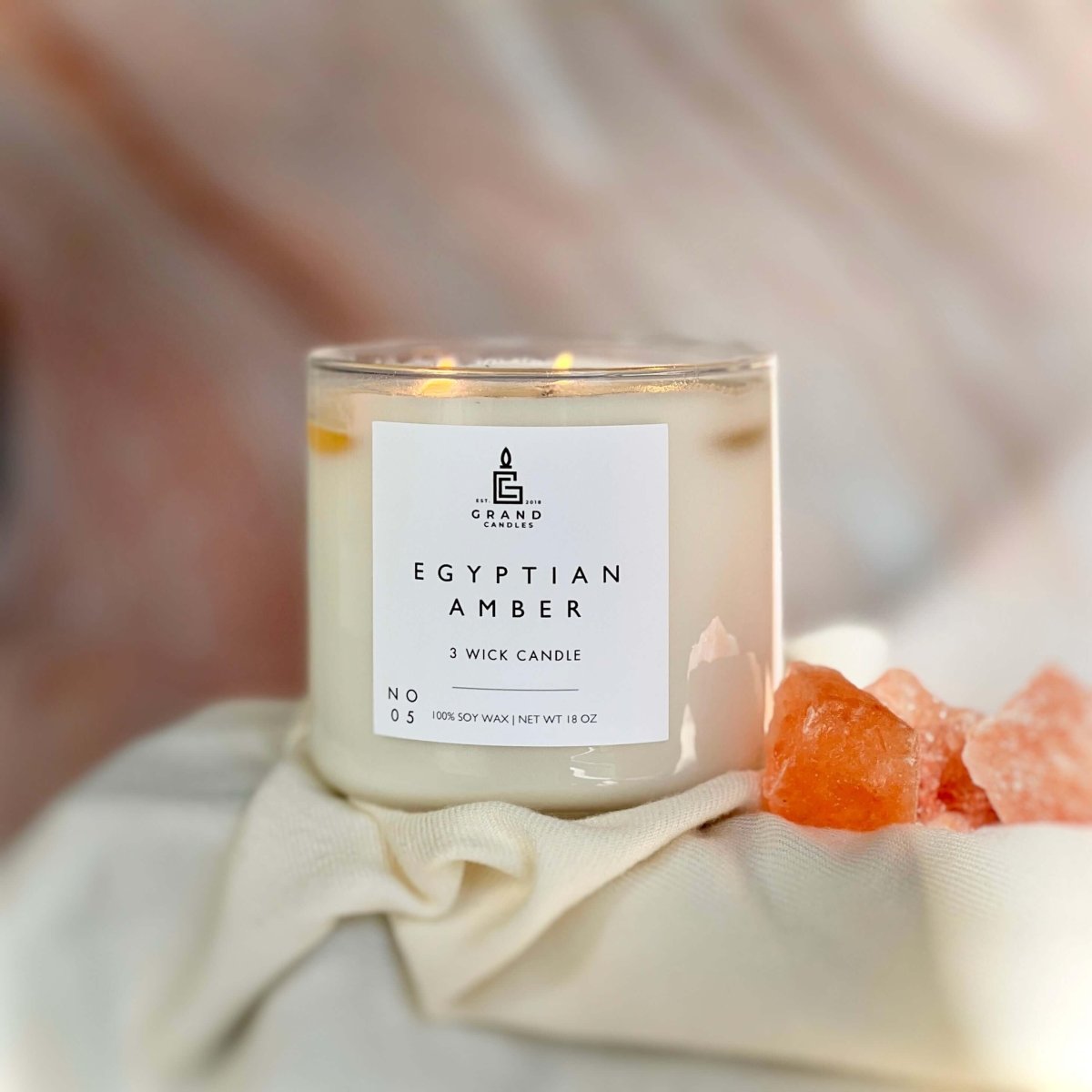 Egyptian Amber Bath Bomb - Grand Candles (temporary candle photo, dedicated photography pending)