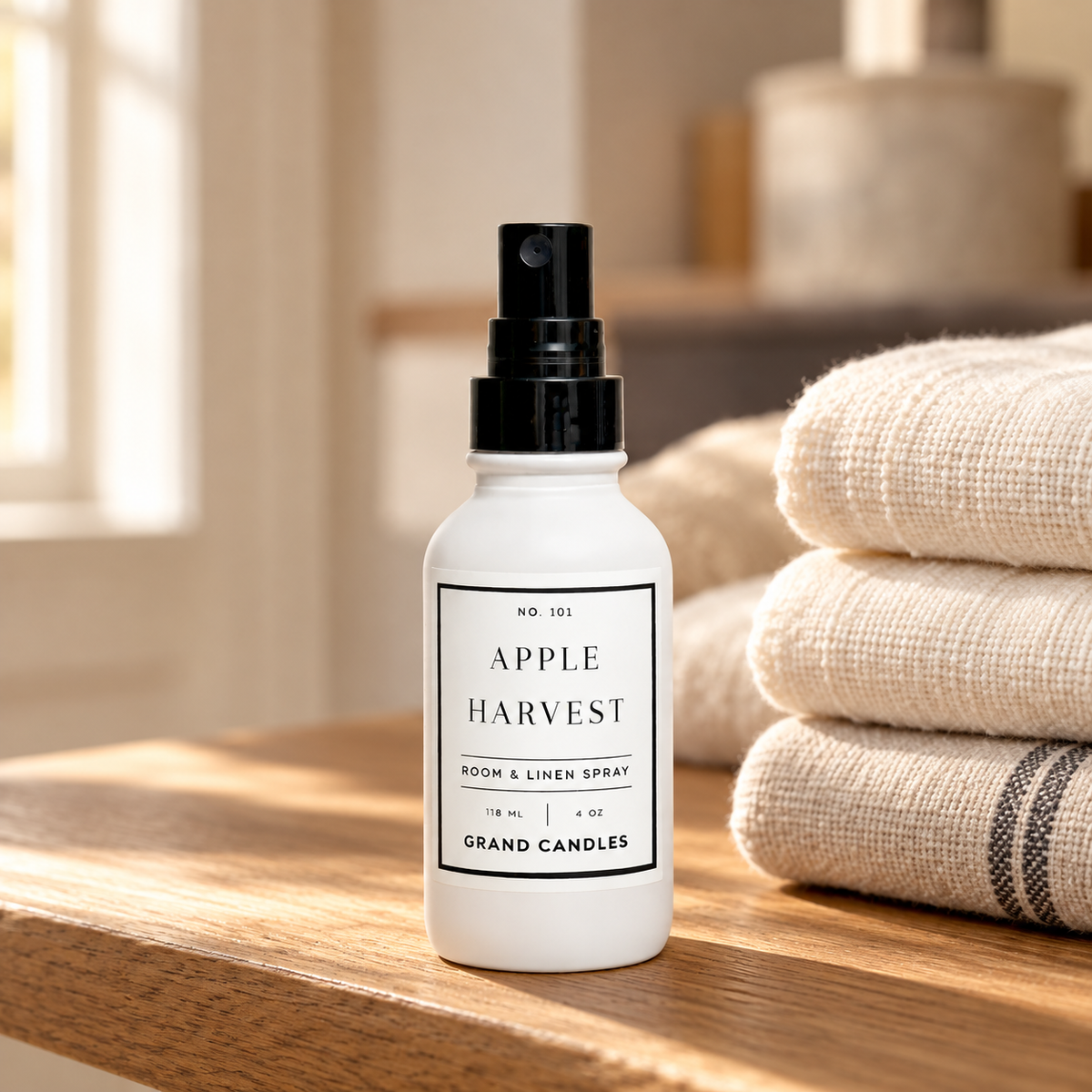 Grand Candles apple harvest room spray linen lifestyle photograph
