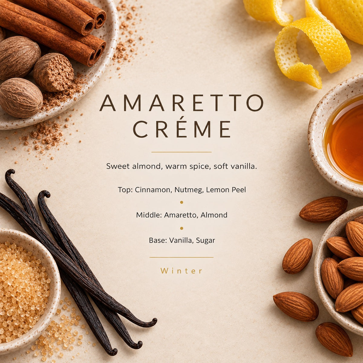 Amaretto Créme fragrance artwork — Grand Candles