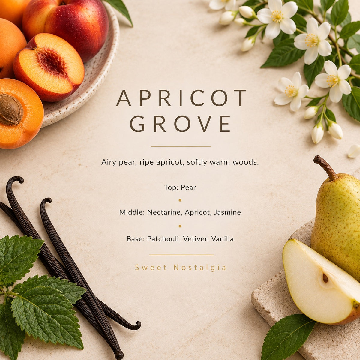 Apricot Grove fragrance artwork — Grand Candles