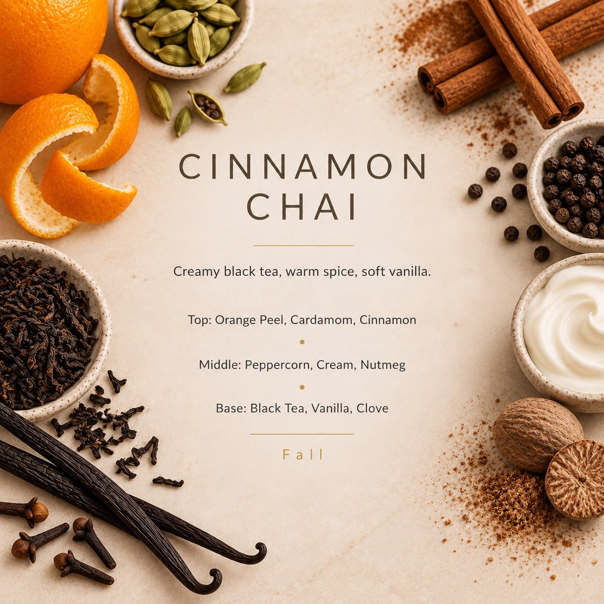 Cinnamon Chai fragrance artwork — Grand Candles