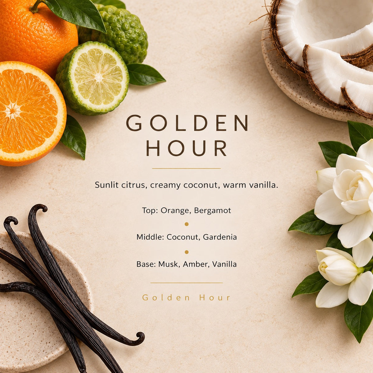Golden Hour fragrance artwork — Grand Candles
