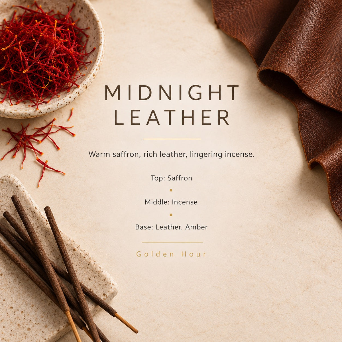 Midnight Leather fragrance artwork — Grand Candles
