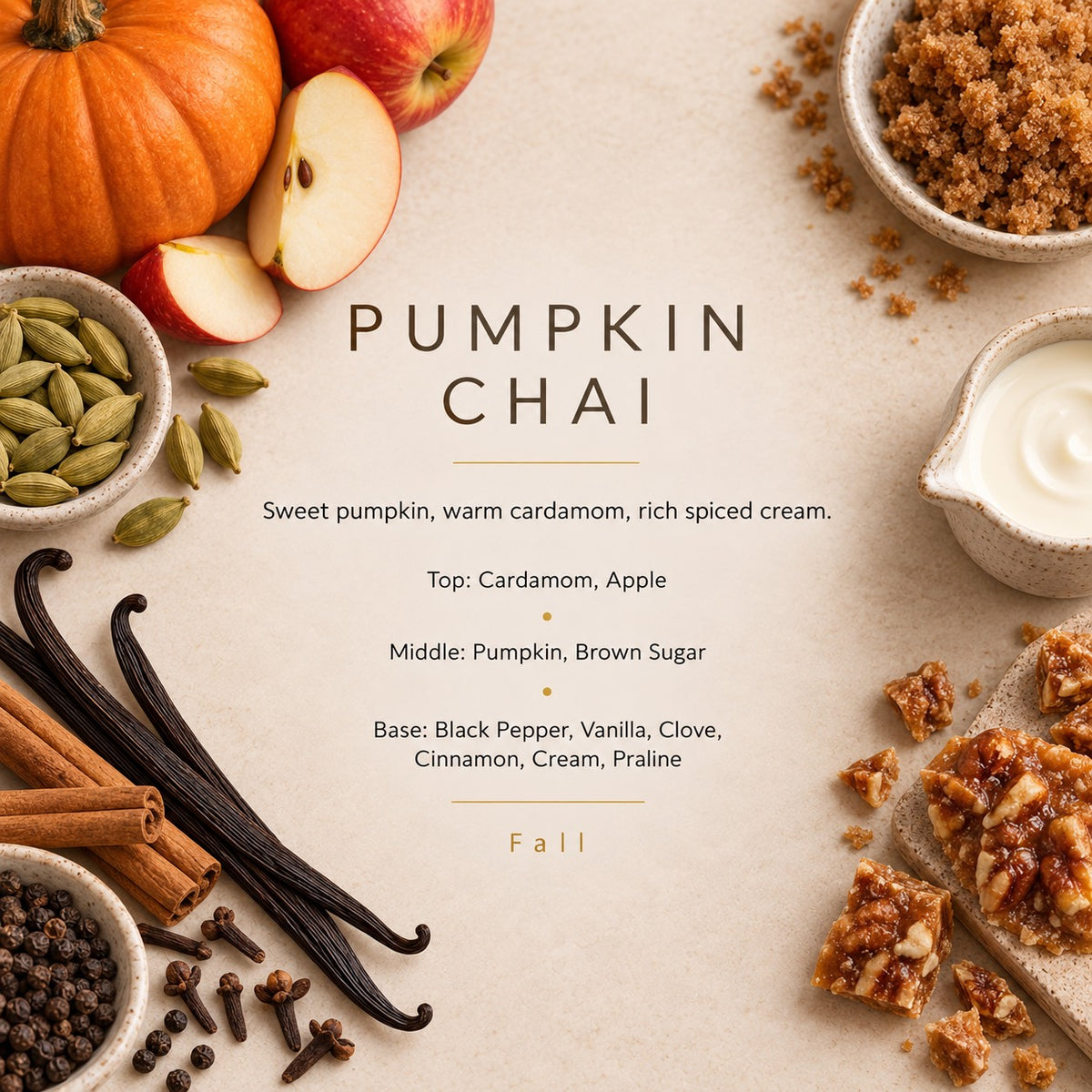 Pumpkin Chai fragrance artwork — Grand Candles