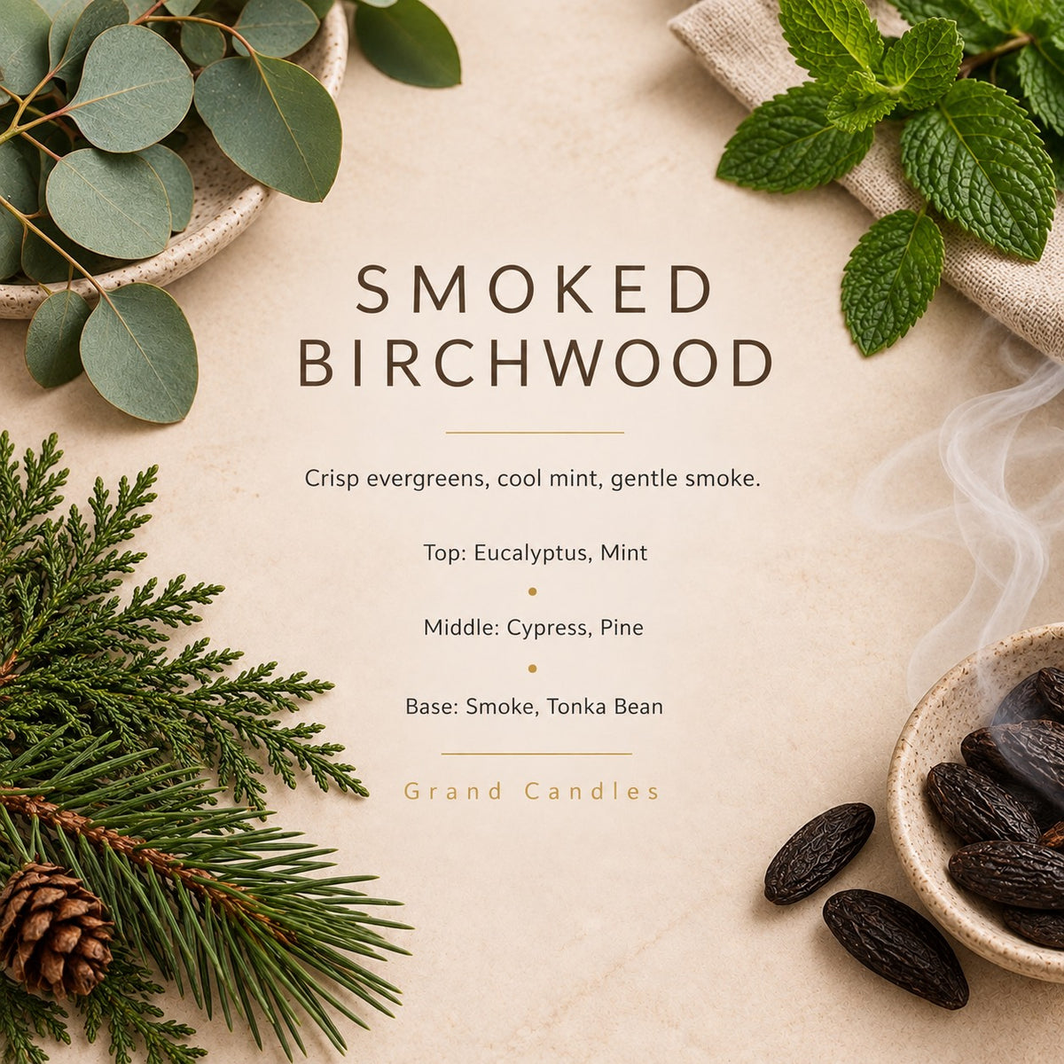 Smoked Birchwood fragrance artwork — Grand Candles