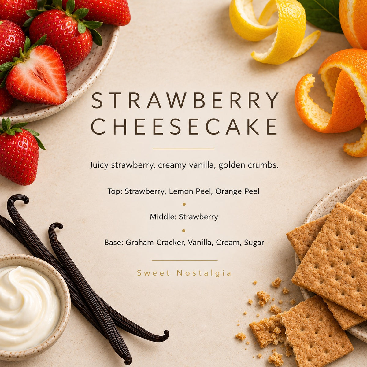Strawberry Cheesecake fragrance artwork — Grand Candles
