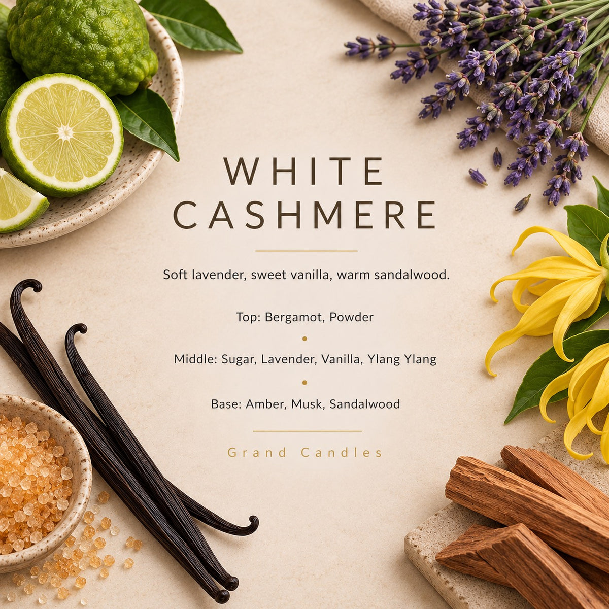 White Cashmere fragrance artwork — Grand Candles