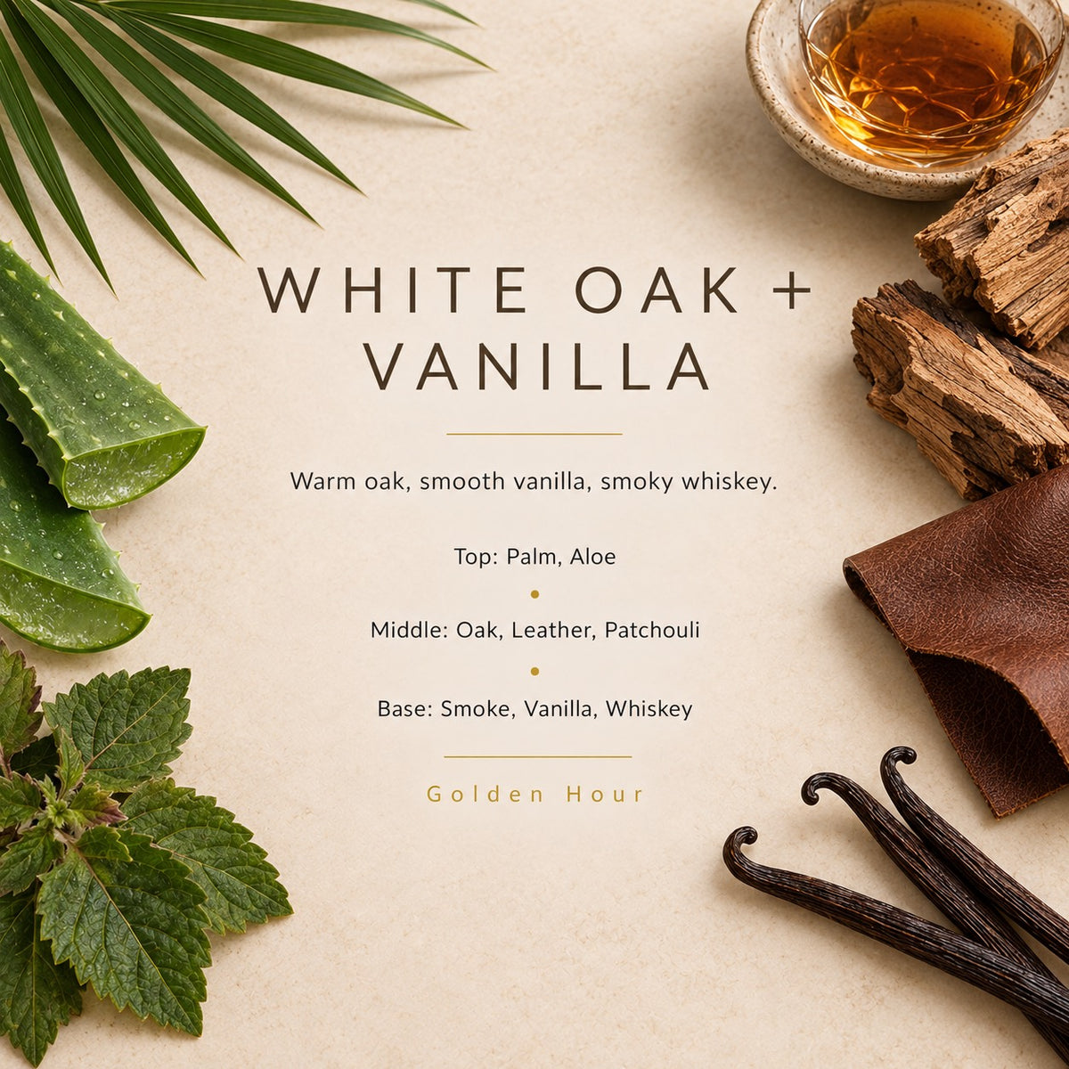 White Oak + Vanilla fragrance artwork — Grand Candles