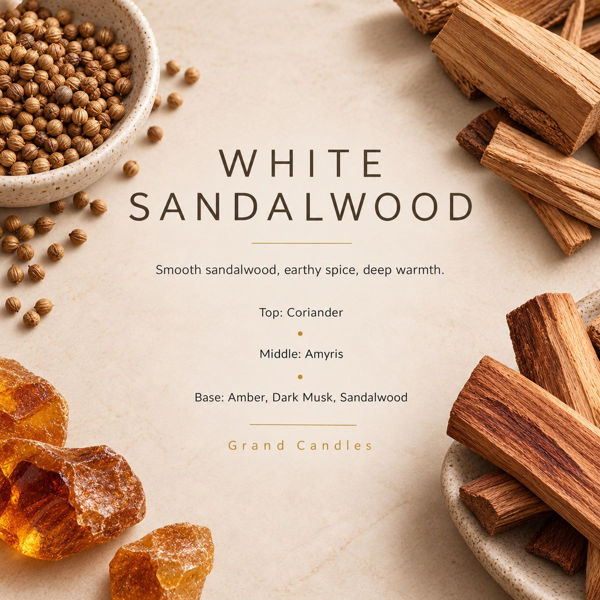 White Sandalwood fragrance artwork — Grand Candles