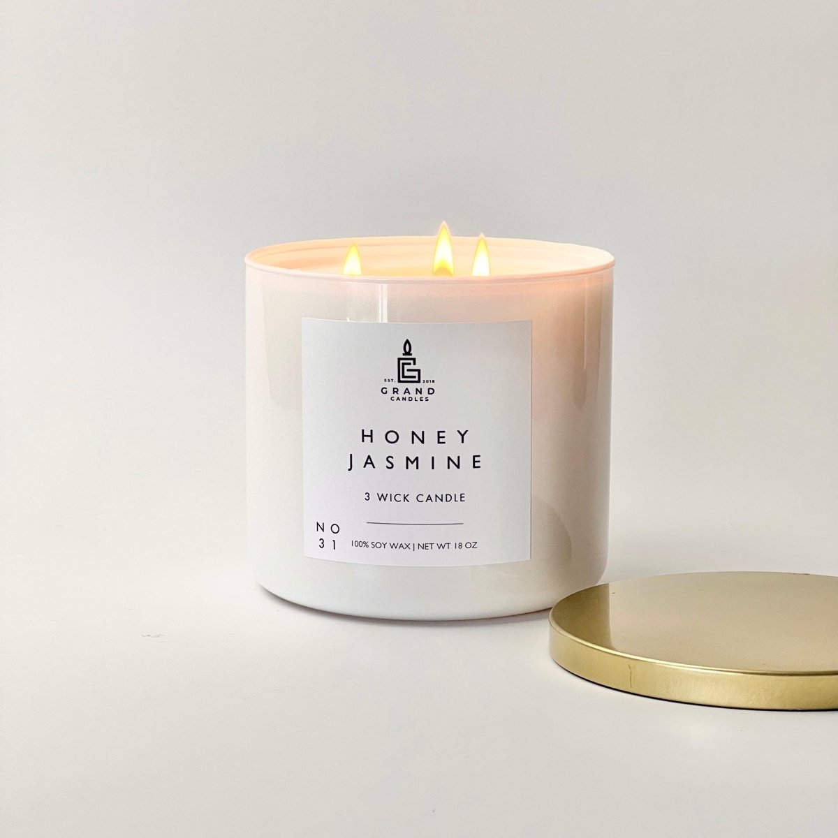 Honey Jasmine Candle - HONEY - 18 - WHT Grand Candles
