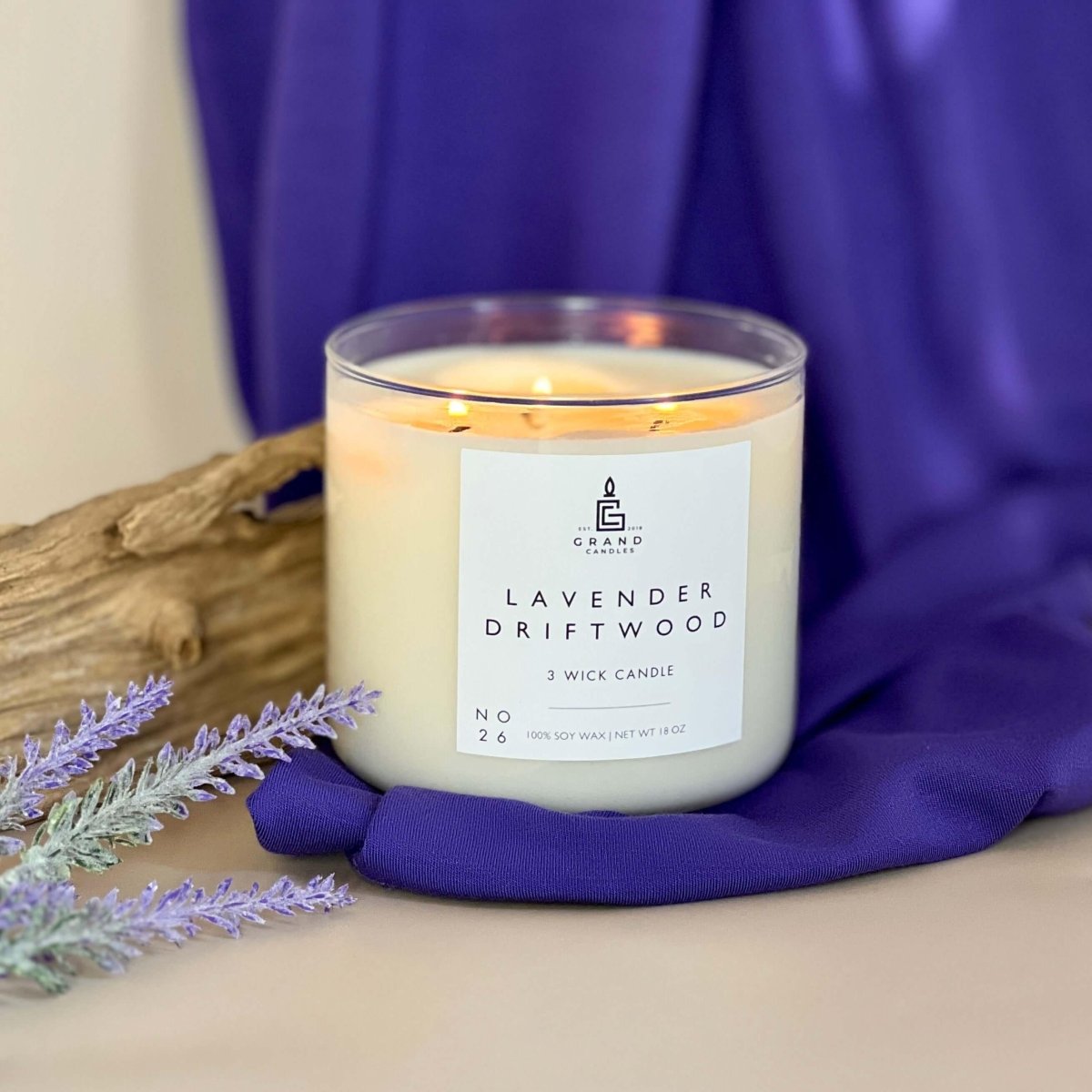 Lavender Driftwood Candle - DRIFTWOOD - 18 - CLR Grand Candles