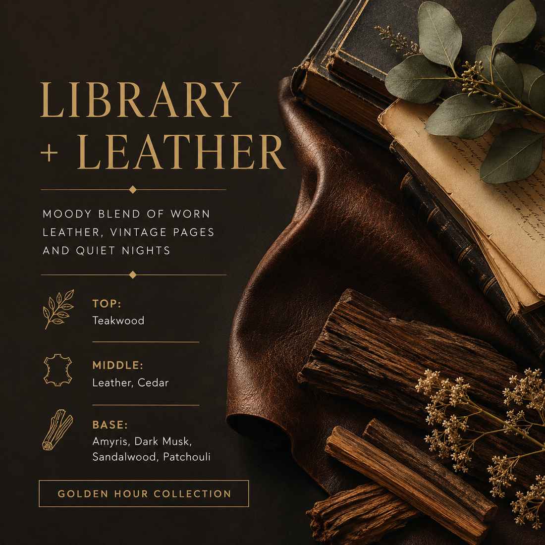 Library + Leather Reed Diffuser