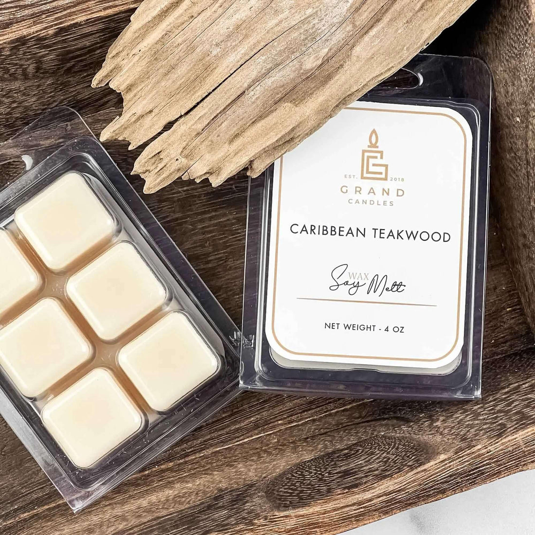 Caribbean Teakwood Soy Wax Melt Grand Candles LLC