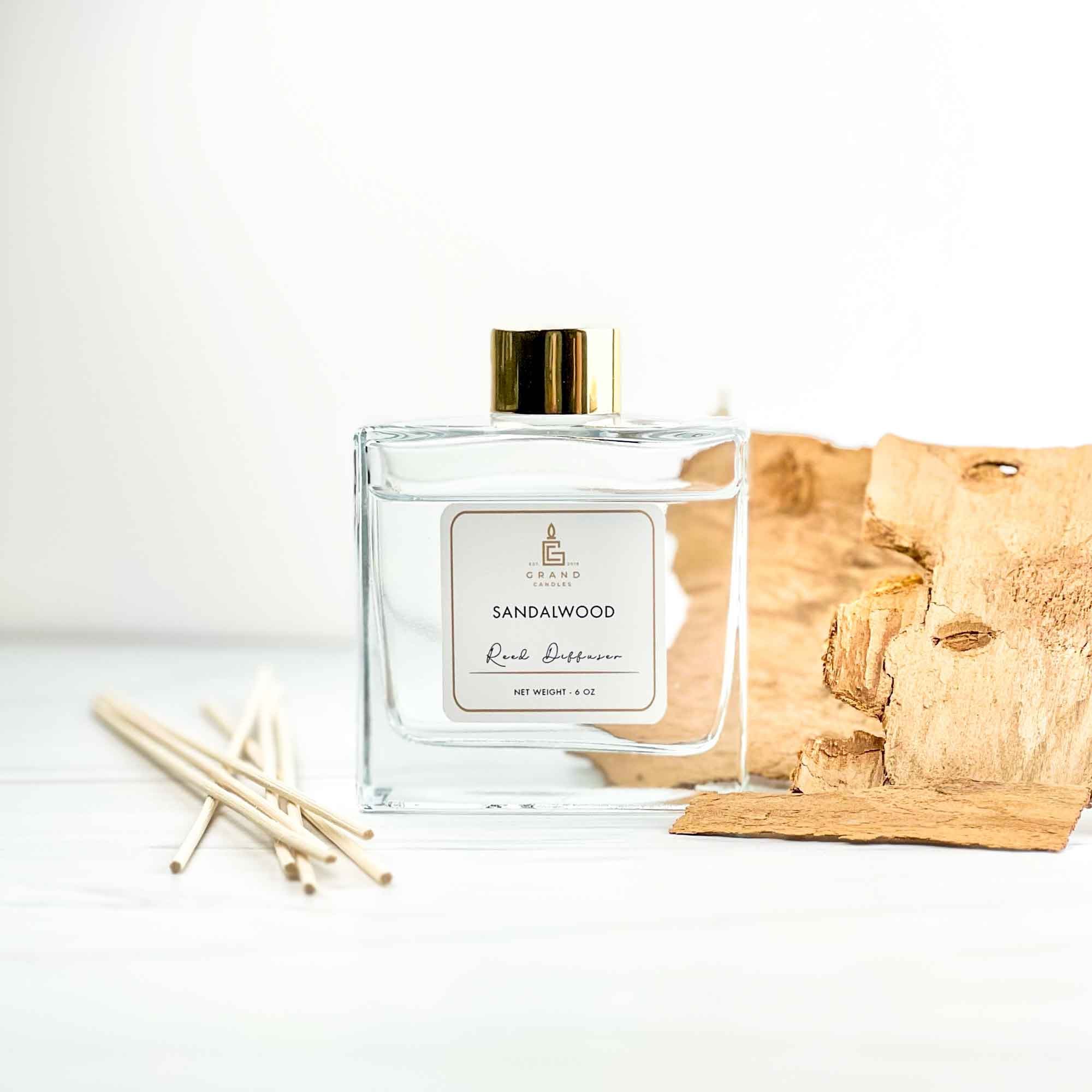 Handcrafted Sandalwood Reed Diffuser with Essential Oils - Perfect Home Decor Gift for Aromatherapy and Relaxation