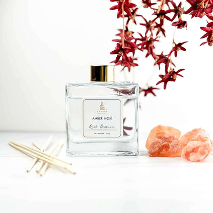 Amber Noir Reed Diffuser | Luxurious Aromatherapy Diffuser for Any Room | Essential Oil Scent Diffusers